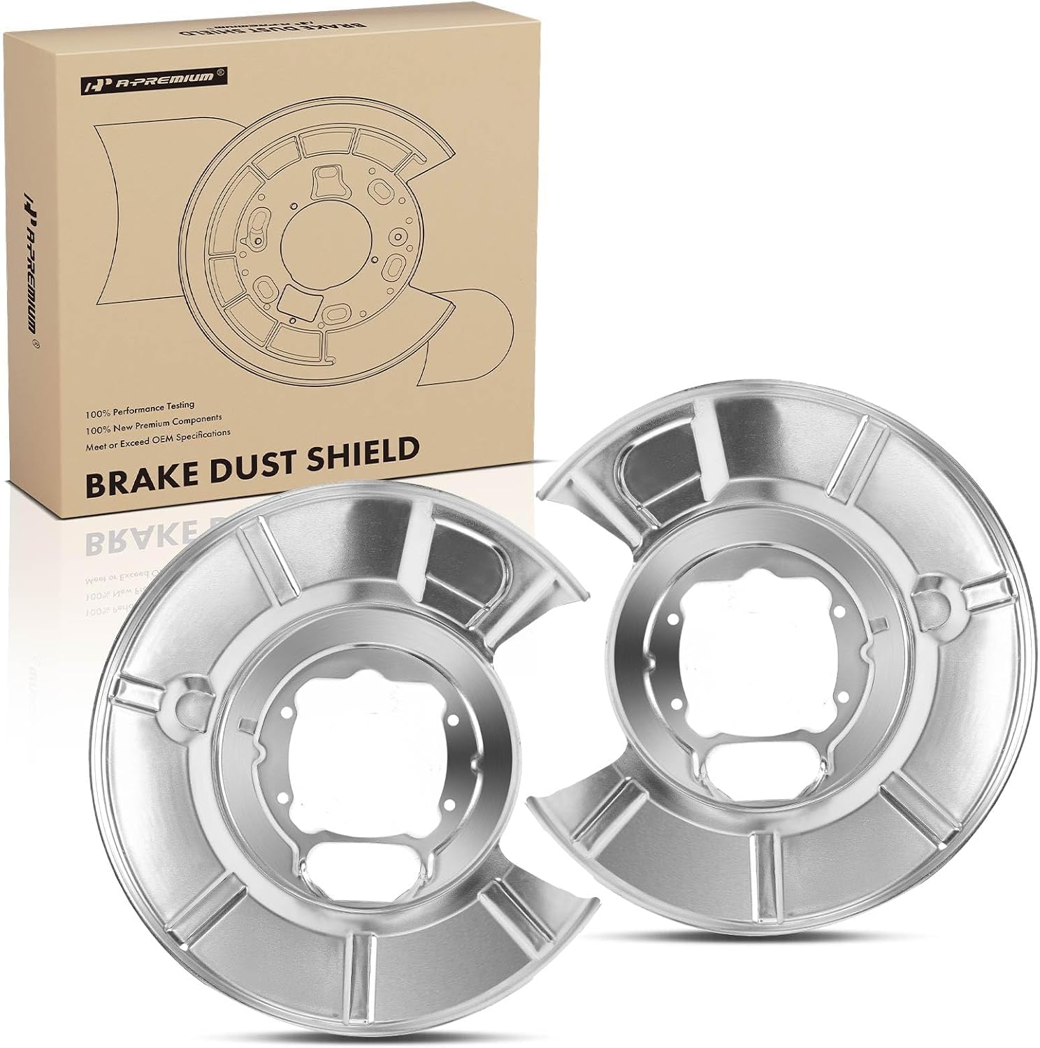 A-Premium Rear Driver and Passenger Side Brake Dust Shield Compatible with Select BMW Models - 525i, 525xi, 528i, 528xi, 530i, 530xi, 535i, 535i xDrive, 535xi, 545i, 550i, 645Ci, 650i - 2-PC Set