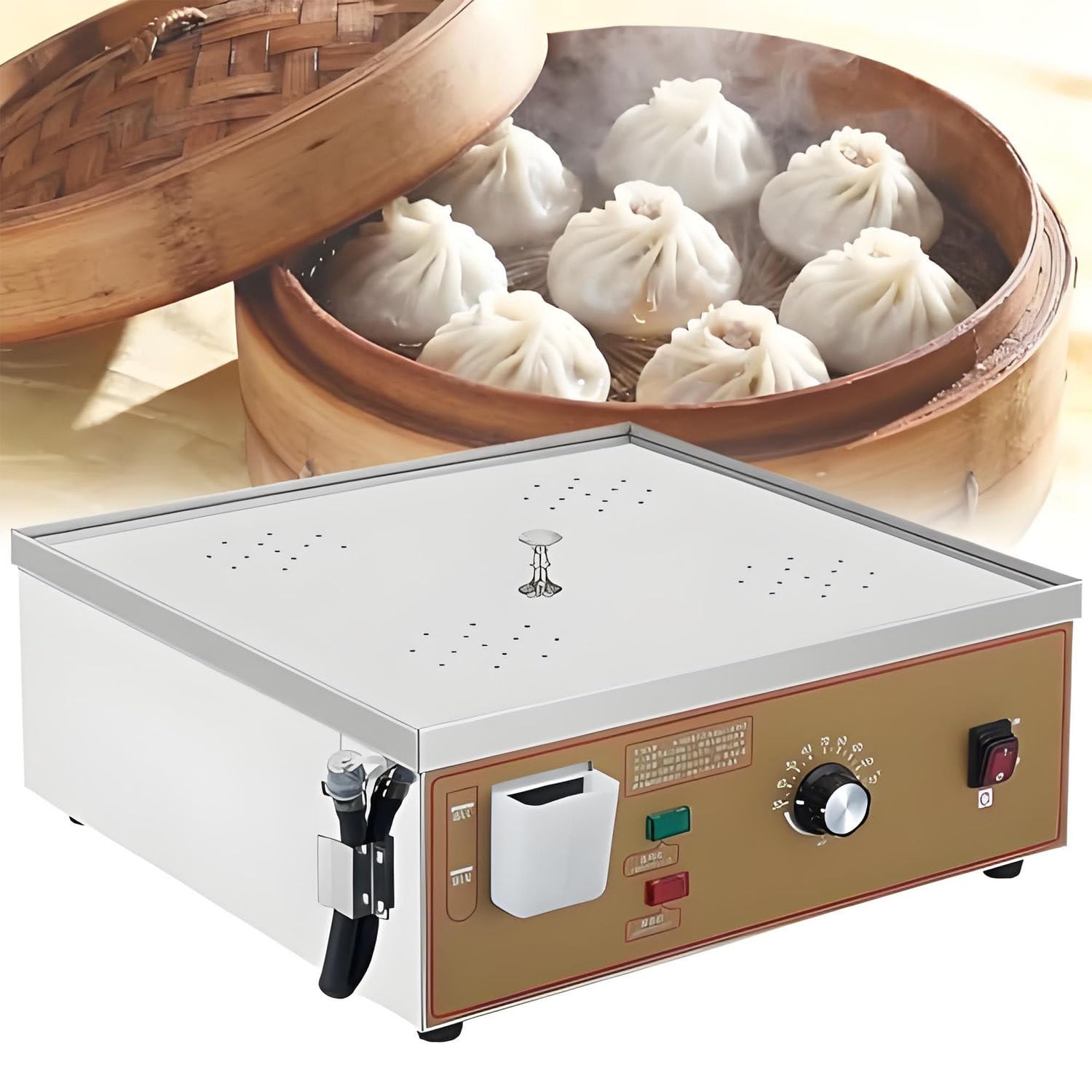 Vaporera eléctrica para cocinar, máquina para Bollos al Vapor de 2, 4 y 6 Orificios, vaporera eléctrica Comercial, Temperatura de 30 a 110 °C, Suministro de Agua Independiente 4holes-110V