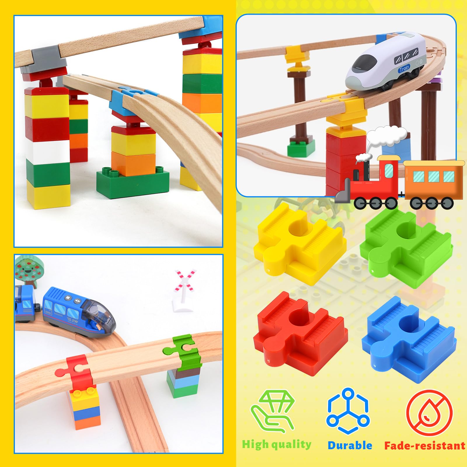 Adattatori E Binari Per Trenino In Legno - Set 28 Pezzi In Plastica - Compatibili Con Le Maggiori Marche - Stimola La Creatività Dei Bambini 3-7 Anni