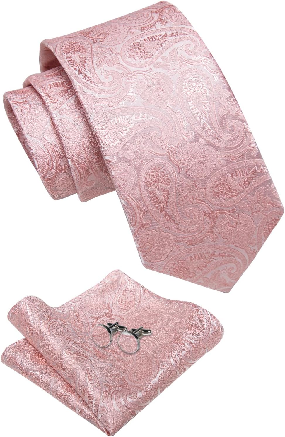 Paisley Tie Sets Floral Necktie Handkerchief Cufflinks Set Silk Woven Ties Business Wedding Party - Image 2