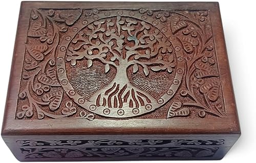 Joyero de madera antiguo hecho a mano Caja de almacenamiento tallada vintage Joyero de madera antiguo hecho a mano