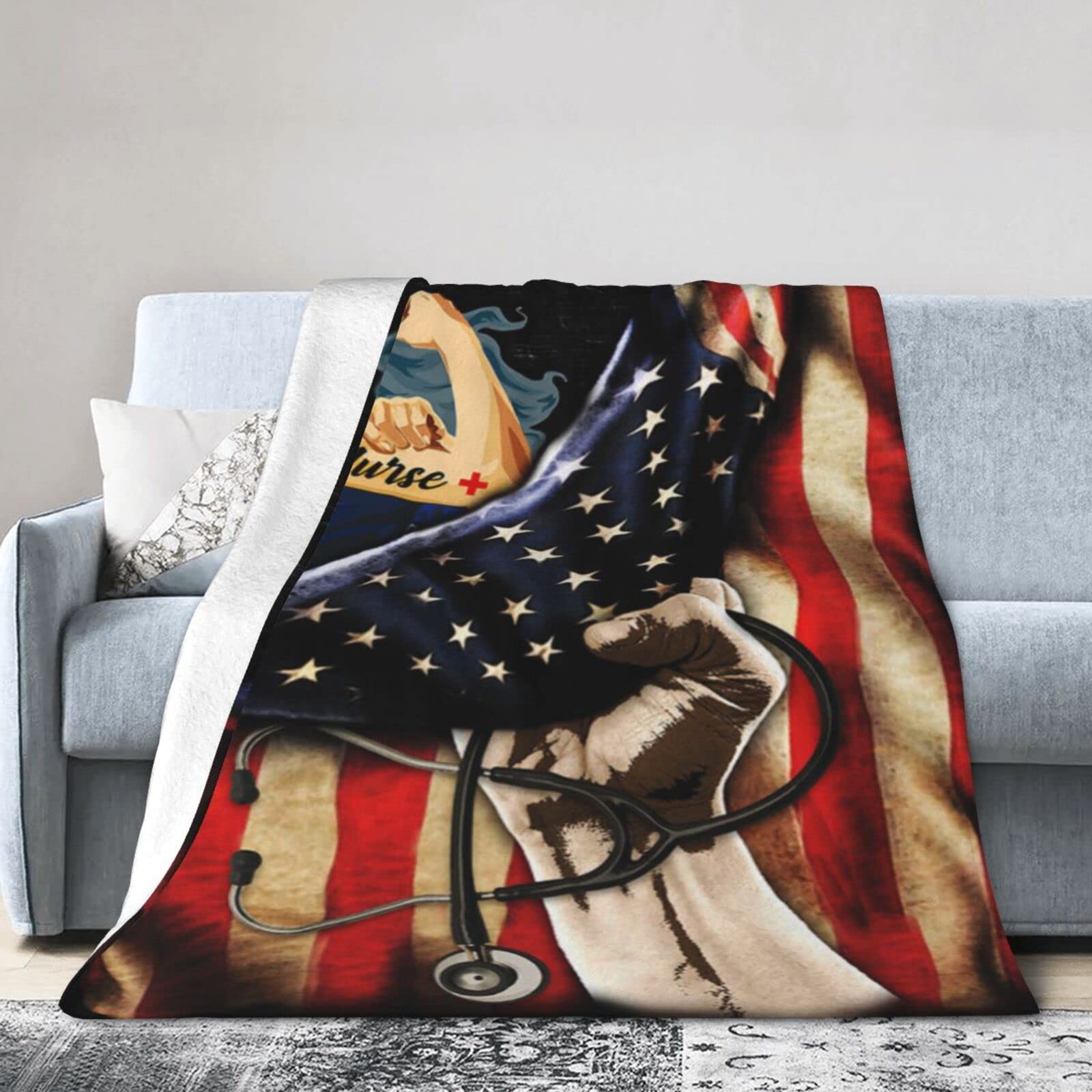 Lsjuee Flannel Fleece Blanket 40"X30" ProudBed Throw Blanket Quality Ultra-Soft Travel Winter Blankets for Boys Keep Warm