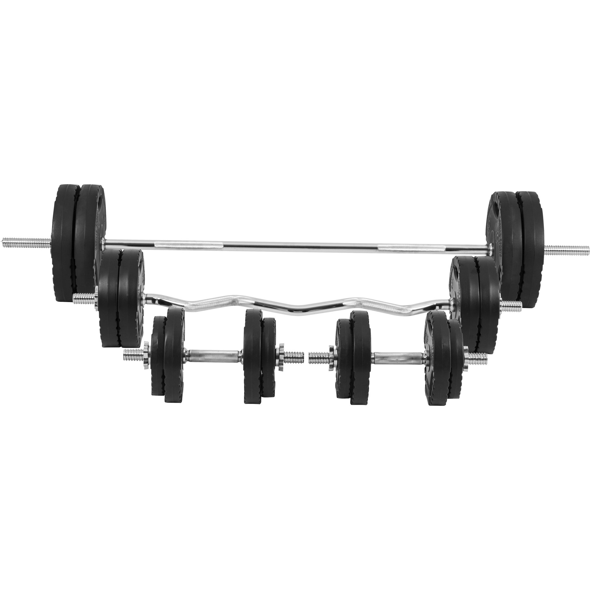 Rack Musculación Set De Barra Y De Goma Gorilla Sports ES Discos