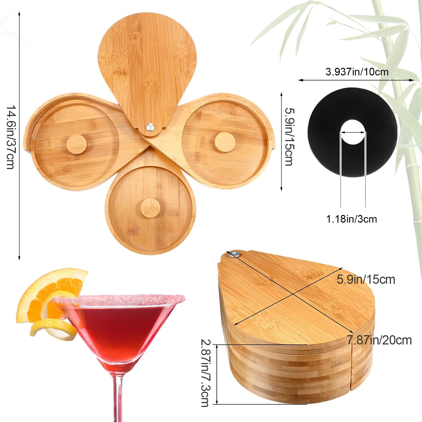 heqxwl 3-Tier Bamboo Bar Juice Cocktail Seasoning Box with Sponge?for Cocktails and Margarita Mixing,Salt and Sugar Container,Seasoning Box,Bartender Tool for Bar,Pub Party and Reception