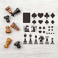 Vista 6 de MAYJOYDIY Plantillas de ajedrez de 11.8 x 11.8 pulgadas, corazones, clubes, diamantes, espadas, con pincel, piezas de ajedrez internacional, trajes