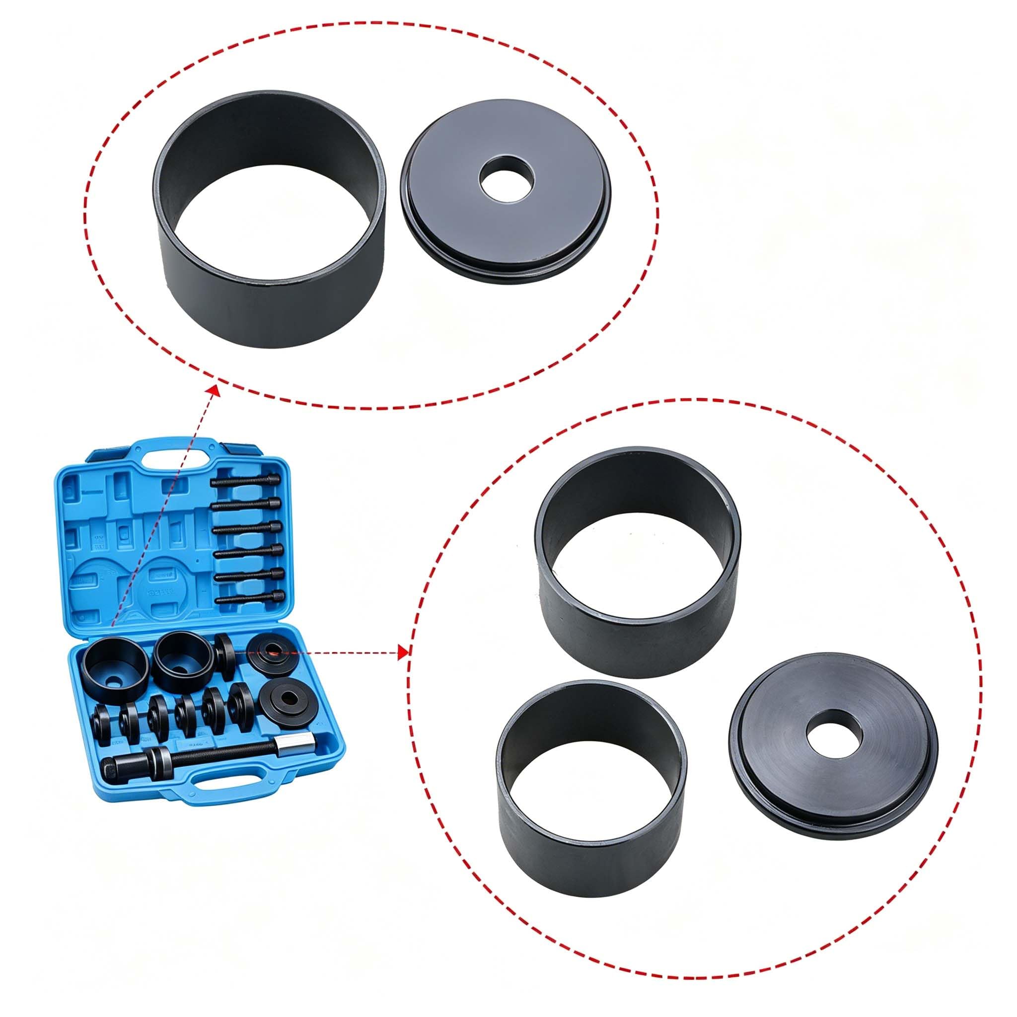 19 pezzi Set estrattori cuscinetti ruote Utensile montaggio e smontaggio mozzi ruote, compatibile con VW, Audi, Vauxhall, Fiat, BMW, Ford