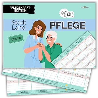 Stadt Land Pflege by snaPmee - Gift for Nurses Nurses & Elderly Caregivers - Quiz Game with 50 Sheets DIN A4