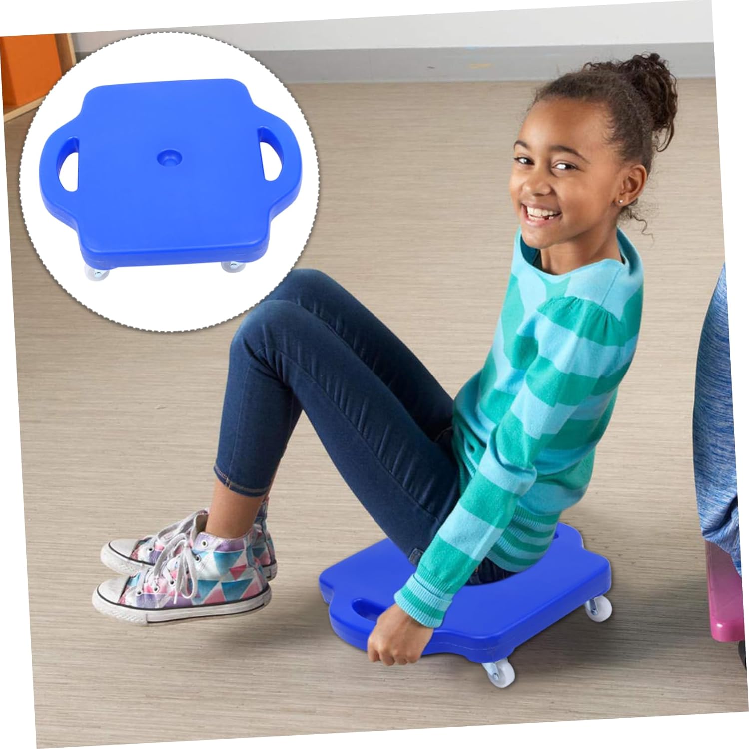 SUPVOX 1Pc Durable Scooter Board with Contoured Handles for Balance Training Indoor Floor Scooter Board for Developing Coordination and Muscle Strength