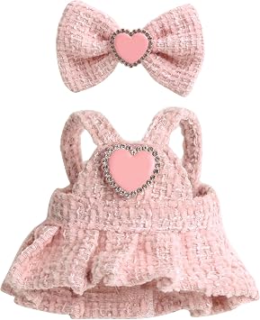 Premium Doll Clothes for Labubu - Luxury Chic Style Set for 17cm Dolls, Doll Outfit for Display, Collectors, Gift - Cute Miniature Fashion Accessories - Pink Heart No Dolls