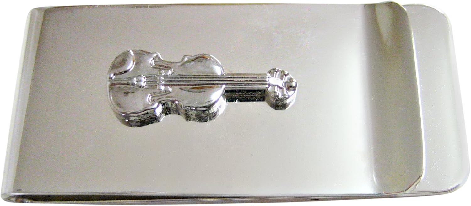 Kiola Designs Silver Toned Violin Musical Instrument Money Clip