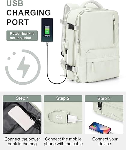 Miniatura 3 de VECAVE Mochila de viaje para laptop, mochila aprobada para vuelos,Mochila deportiva para universidad casual, O-yyblanco-1, Compacto