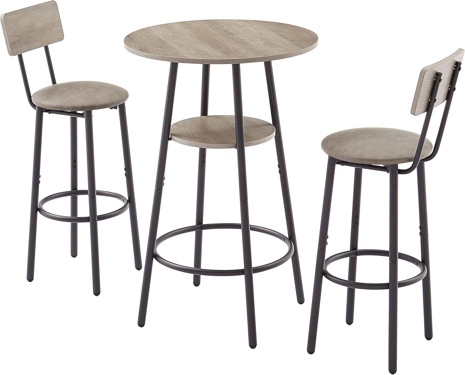 TCENLON 3 Pieces Bar Table Set Round Pub Bistro Table Set