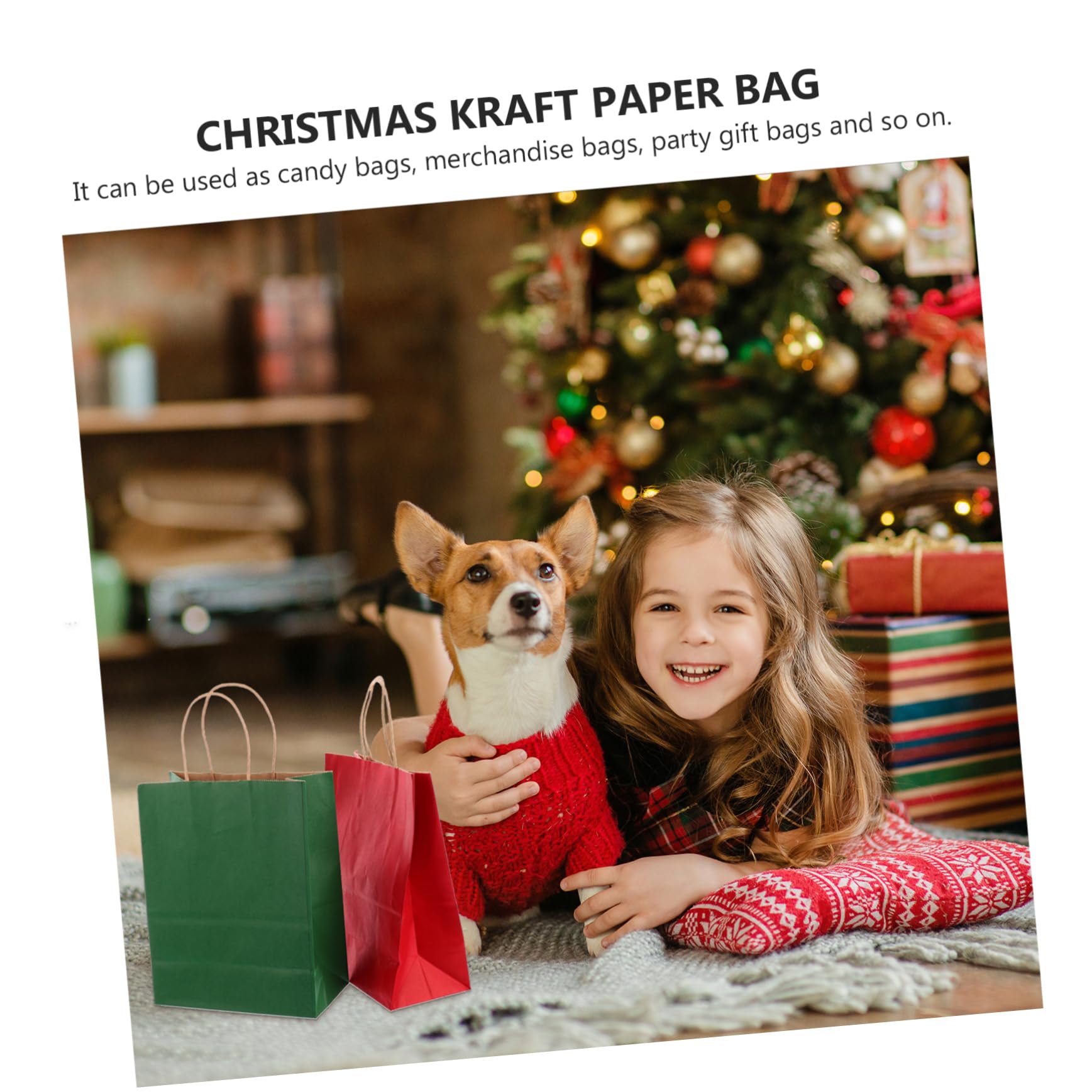 minkissy 24stücke Quadratische Papier-geschenktüten Weihnachtspapiertüten aus Kraftpapier als Süßigkeitentüte oder Partytüte
