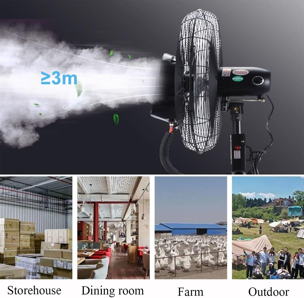 Portable Misting Fan｜Adjustable Height Pedestal Fan｜Mister Fan With 42L Capacity Tank｜Tower Fan Multiple Power Options｜Floor Fan For Office Outdoor Treadmill Camping Bedroom(30 in)
