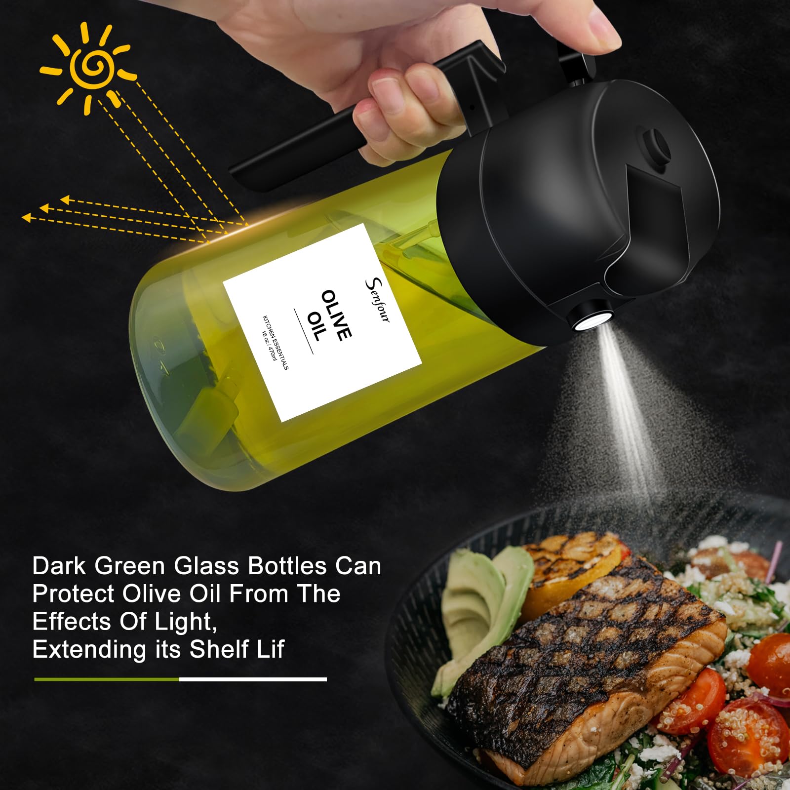 Spaye Spray Oil Bottle 240ml Glass Olive Oil Spaye Miste, Oil Spaye Fo ...