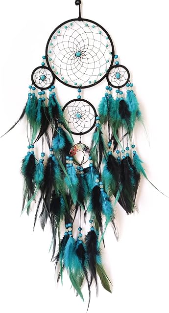 Donko Dream Catchers, Large Dream Catchers for Wall Hanging, Blue Black Feather Dream Catchers for Bedroom Adult Kids Boys Wall Art Ornament Craft Gifts