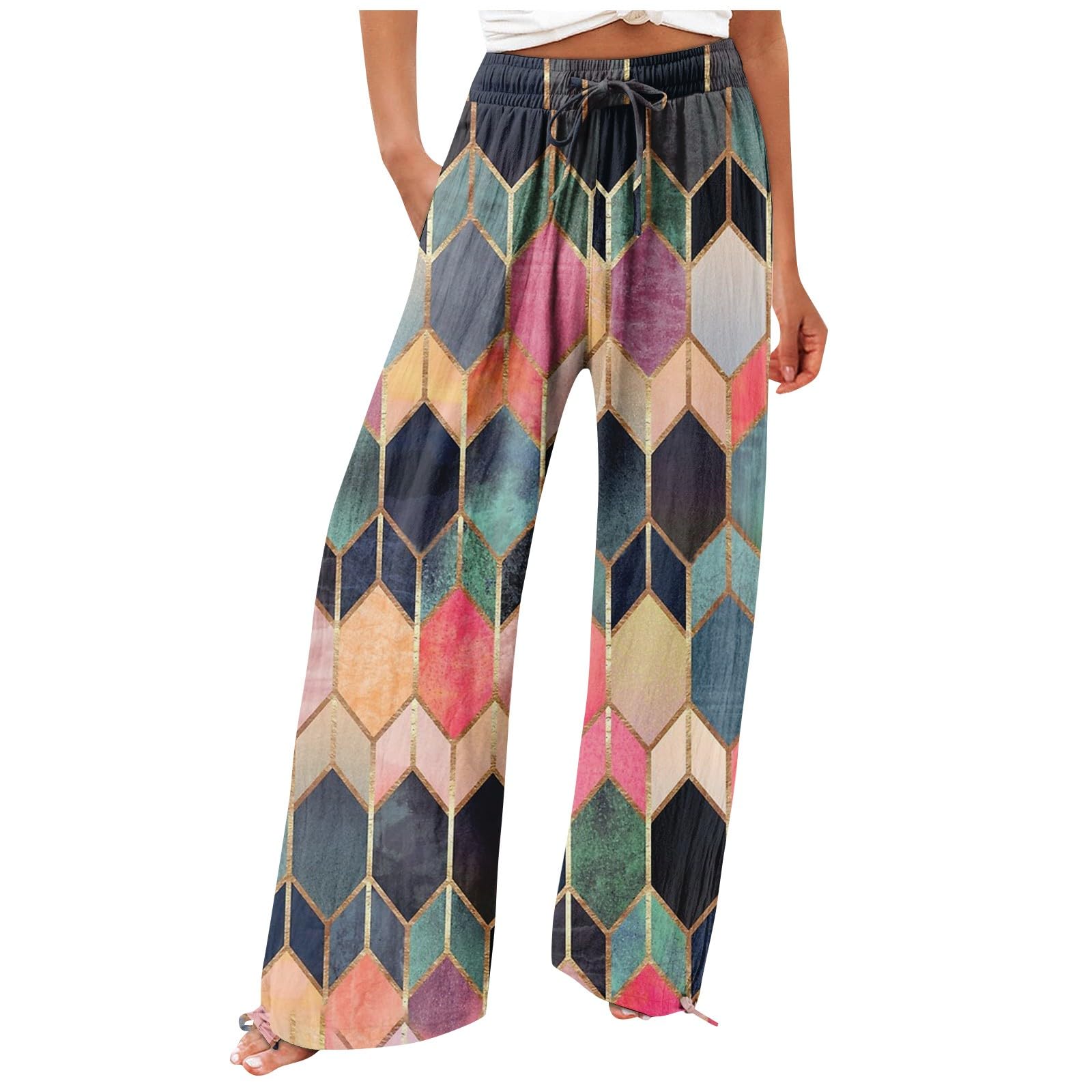 Leggings Woman Summer Quintessential Bouncy Stand Collar Patterned Dating Painted Pant