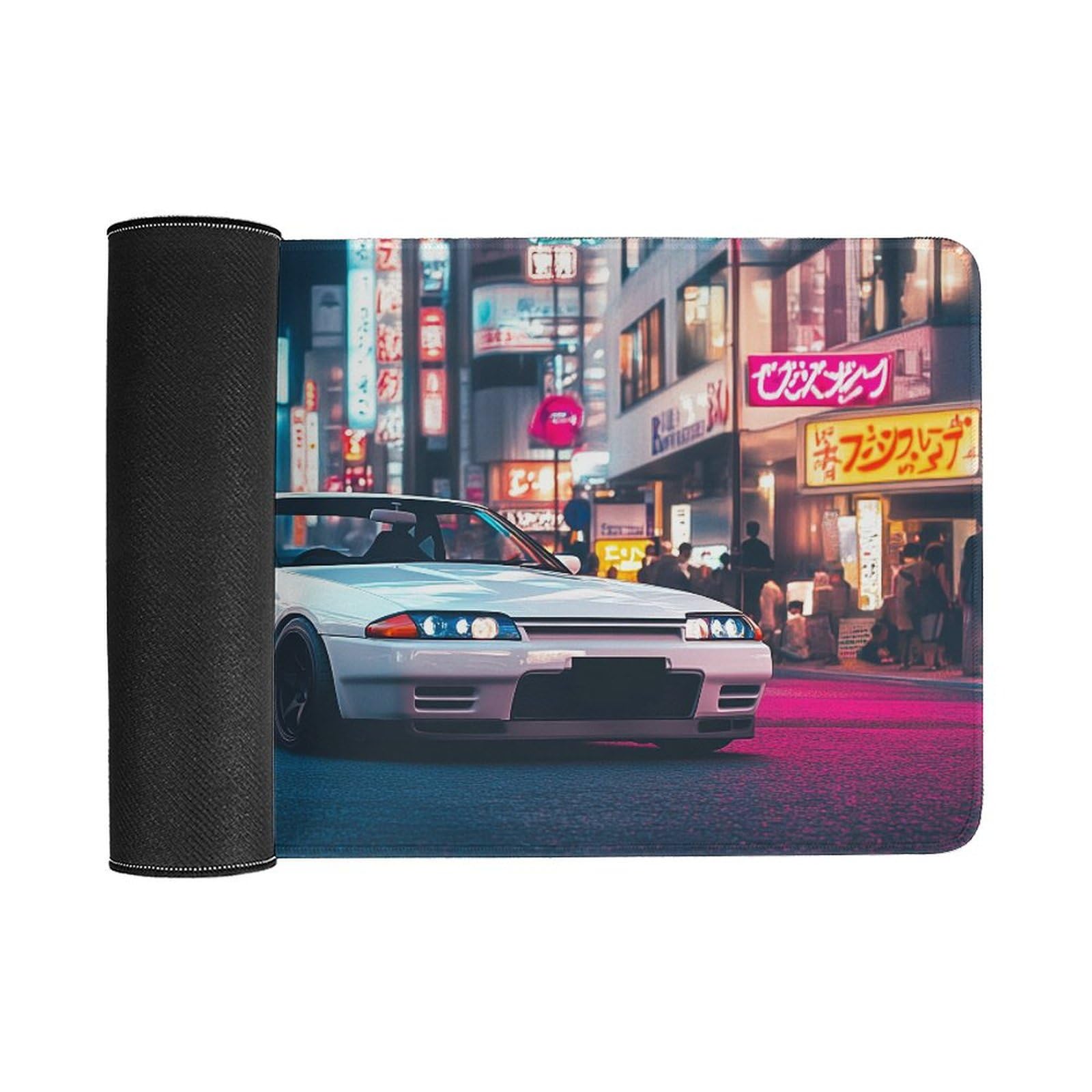 Alfombrilla de ratón ergonómica grande para juegos JDM Culture Japonés Carreras nocturnas en Tokio con base antideslizante, superficie resistente al agua y bordes cosidos, 30 x 60 cm
