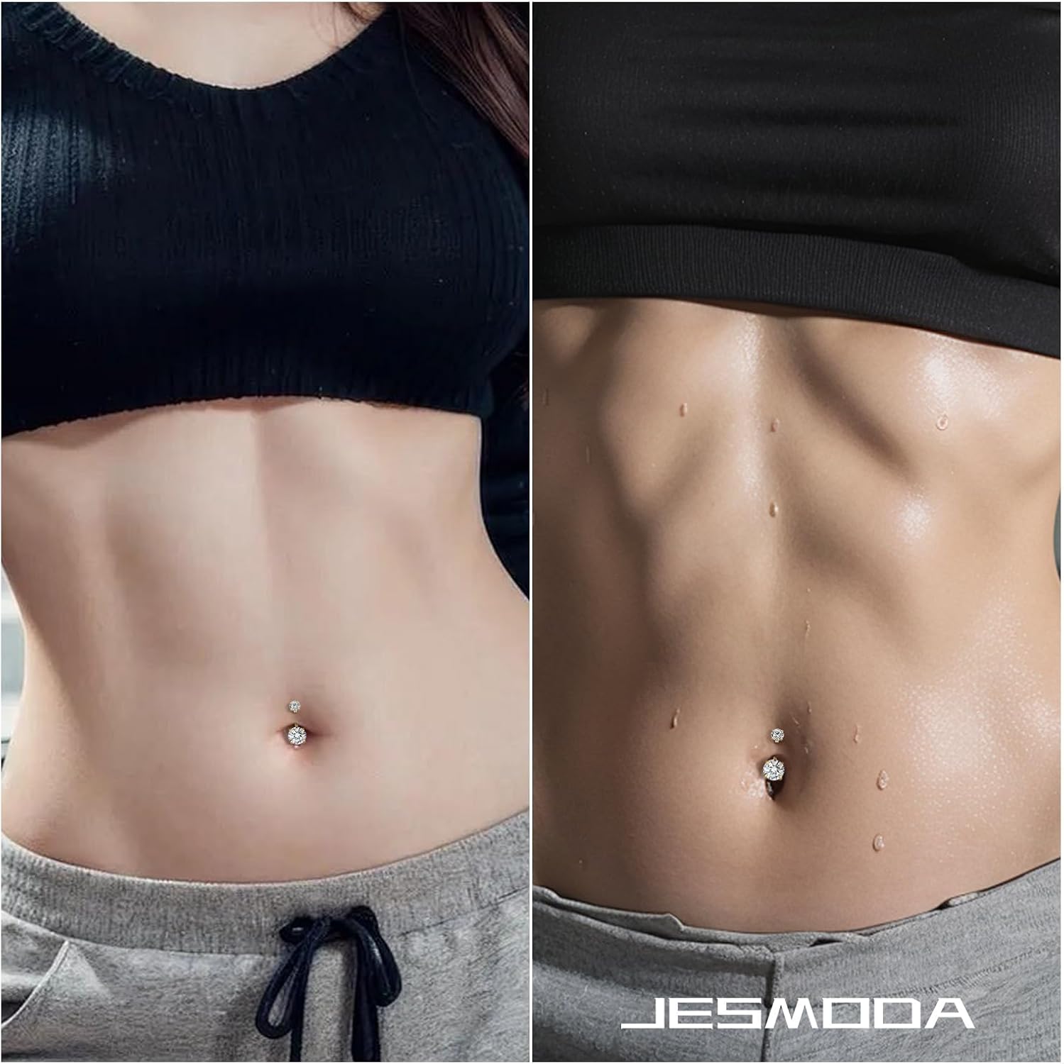 1PC G23 Titanium Belly Button Rings 14G 1.6MM Round Cubic Zirconia Belly Rings 6 Sizes of Length to Choose Navel Barbell Belly Piercing Jewelry for Women - Image 7