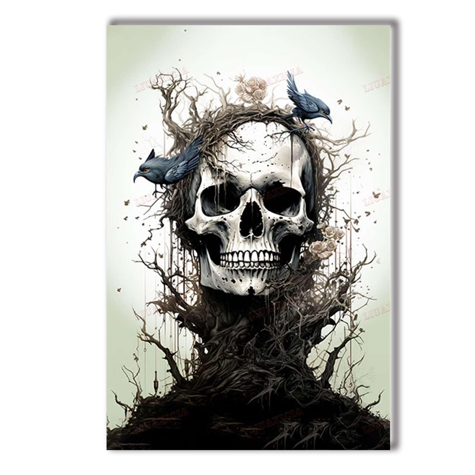 Canvas Wall Decor Skull Painting Day Of The Dead Wall Art Black