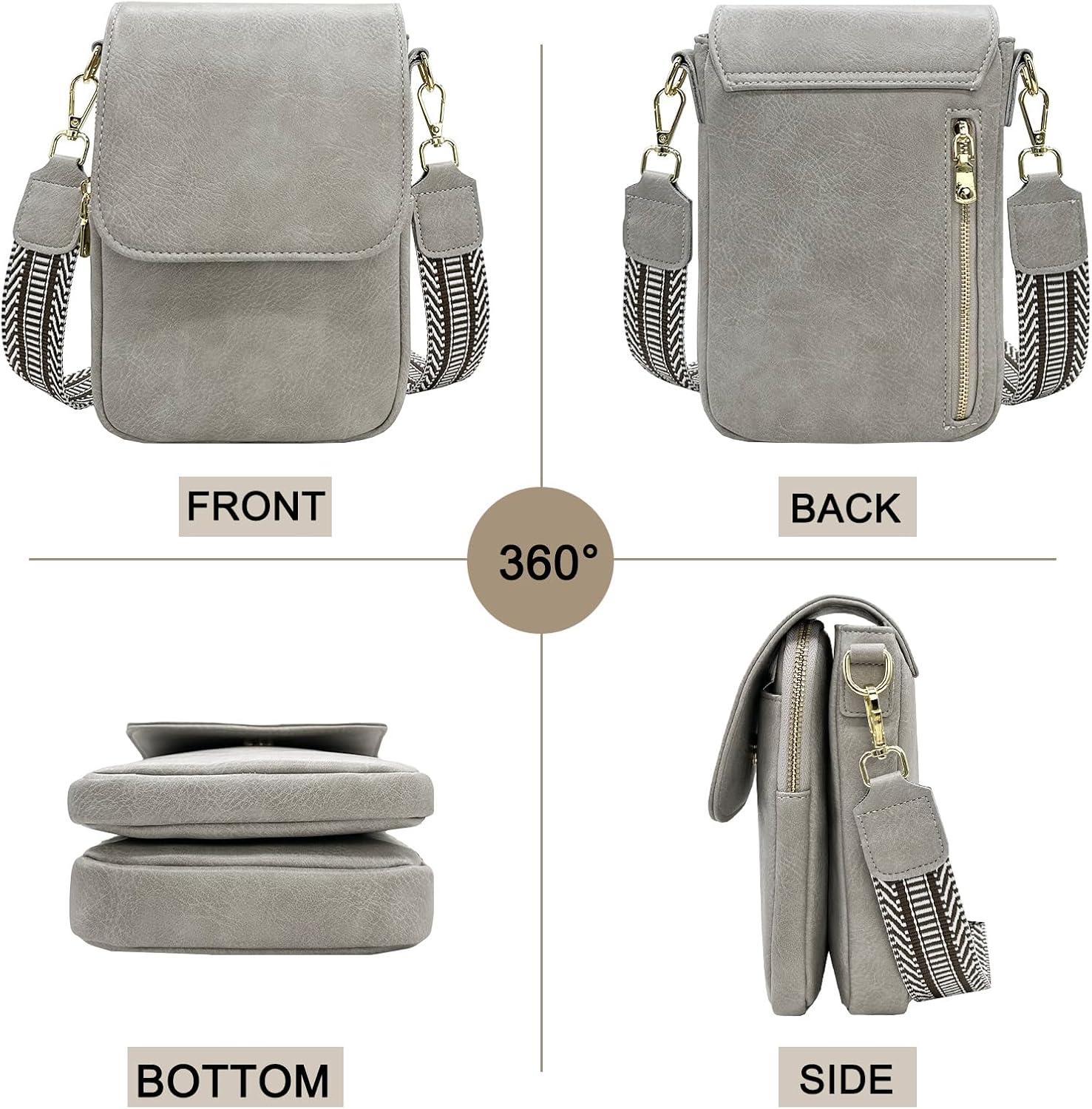 Small Crossbody Purse for Women Trendy Vegan Leather Cell Phone Bags with Card Slots & Adjustable Straps