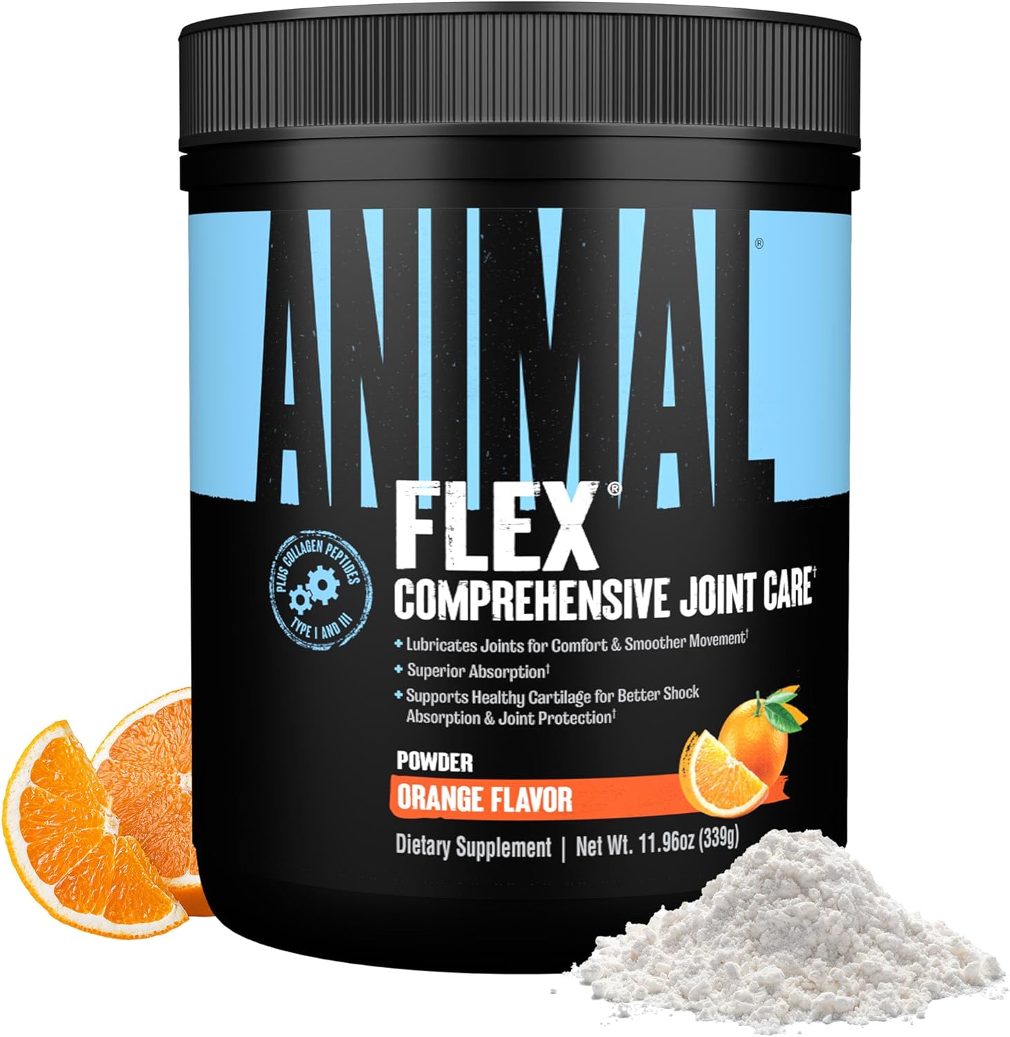 Animal Flex Powder - Joint Support Supplement for Pain Relief, Repair and Restore Muscles with Turmeric, Glucosamine, Chondroitin, MSM, Collagen and Boswellia, Great Tasting Orange Flavor, 30 Scoops