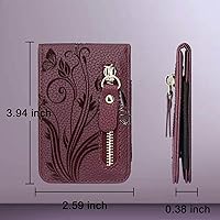 Vista 5 de Lacass Tarjetero con cremallera y función atril para teléfono en la cartera para la parte posterior del teléfono, adhesivo para Floral Vino Rojo