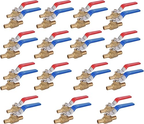 Vista 19 de Paquete de 2 válvulas de cierre PEX de 3/4 pulgadas, válvulas de bola de puerto completo de giro de 1/4 de pulgada, válvula de cierre de agua fría