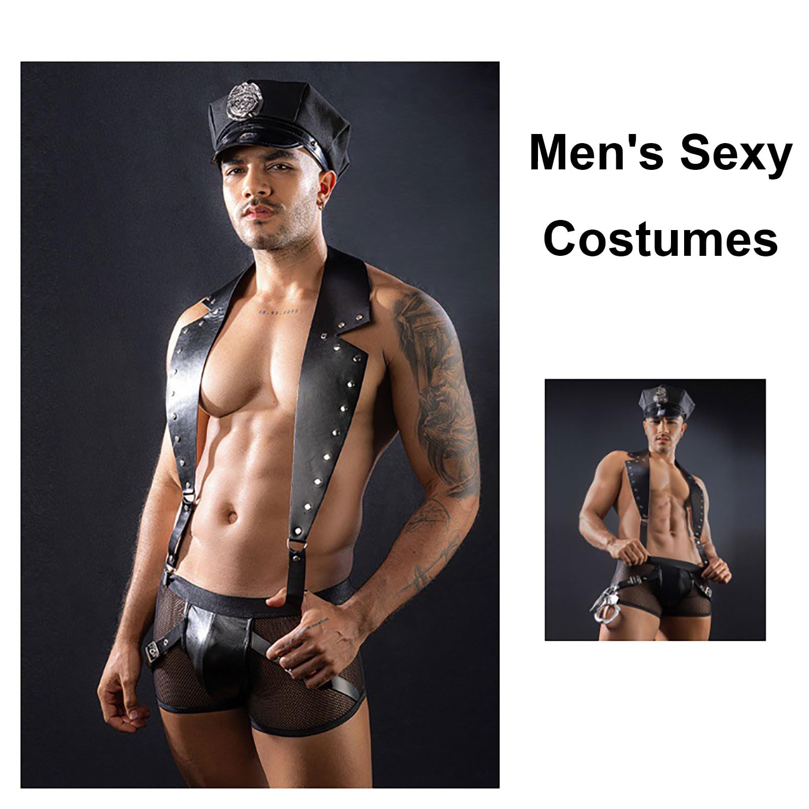 Generico Costume Sexy Poliziotto per Uomo – Uniforme per Gioco di Ruolo e Lingerie, Abbigliamento Erotico da Camera, Outfit Esotico per Coppie, Feste, Cosplay e Divertimento Adulto