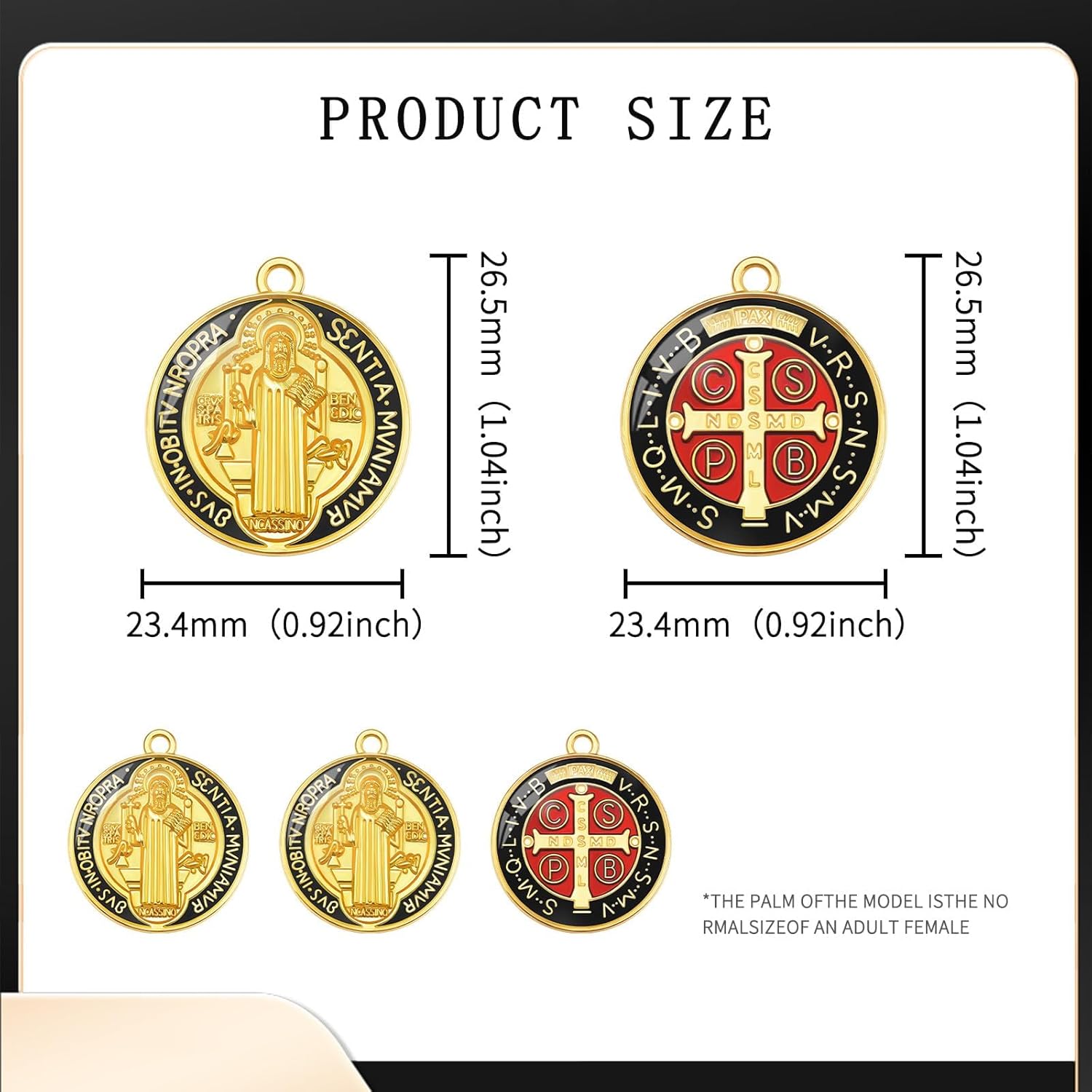 20Pcs Metal Enamel Round Medalla De San Benito Charm St Benedict Medals Cross Pendant Bulk for Keychain Home Protection Door Hanger Necklace DIY Jewelry Making - Image 2