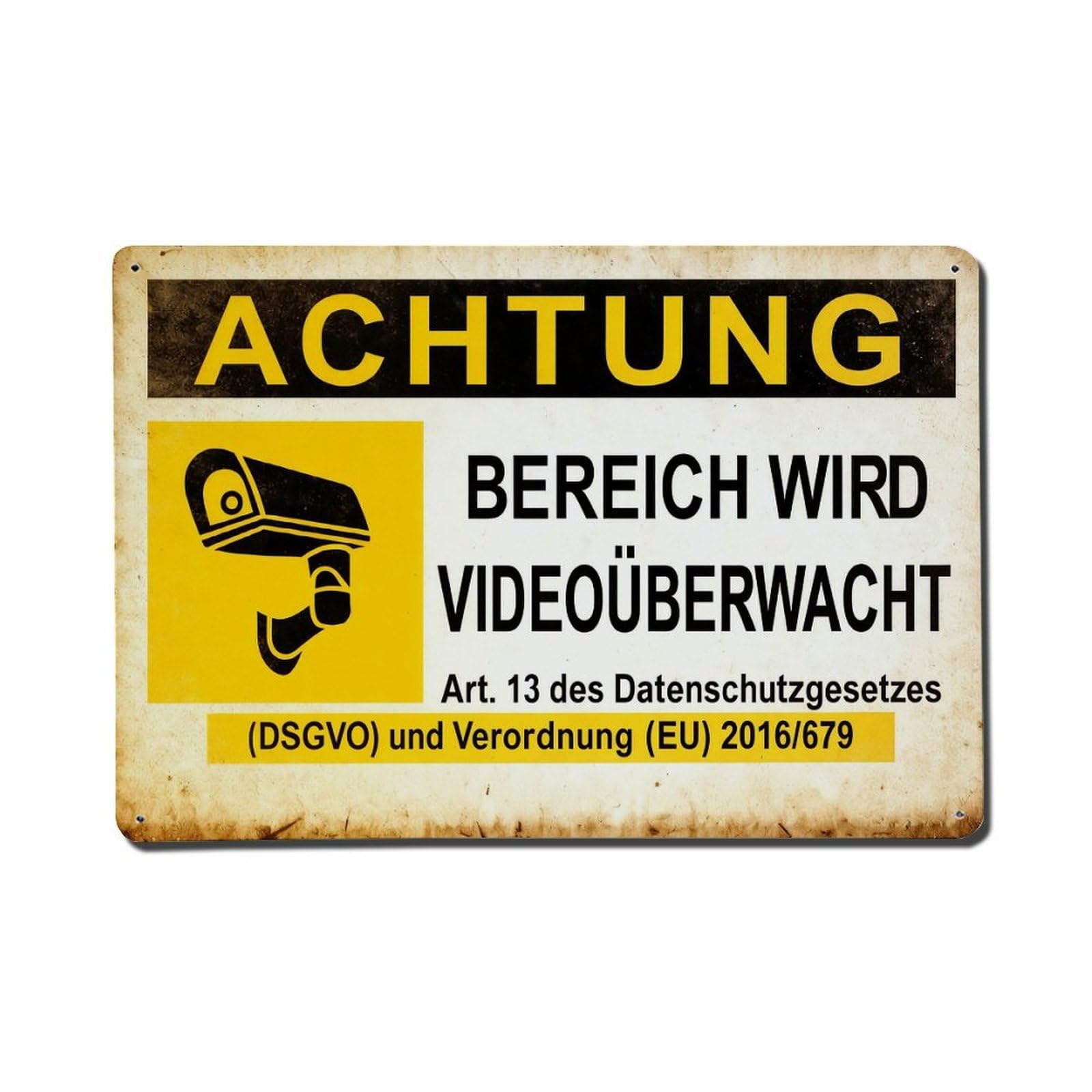 Achtung Bereich Videoüberwacht Dsgvo Verordnung Metal Tin Sign Plaque