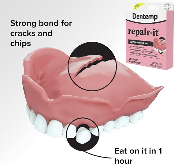 Dentemp Repair-it Denture Repair Kit & Reline-it Denture Reliner - Denture Kit (Multi-Pack) - Refit and Tighten Dentures for Both Upper & Lower Denture - Repair Broken Dentures & Loose Teeth