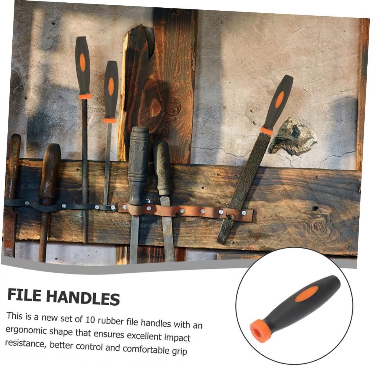 jojofuny 60pcs Woodworking File Replacement Handles Rubber Grip Handles for Tools Ergonomic Non-Slip