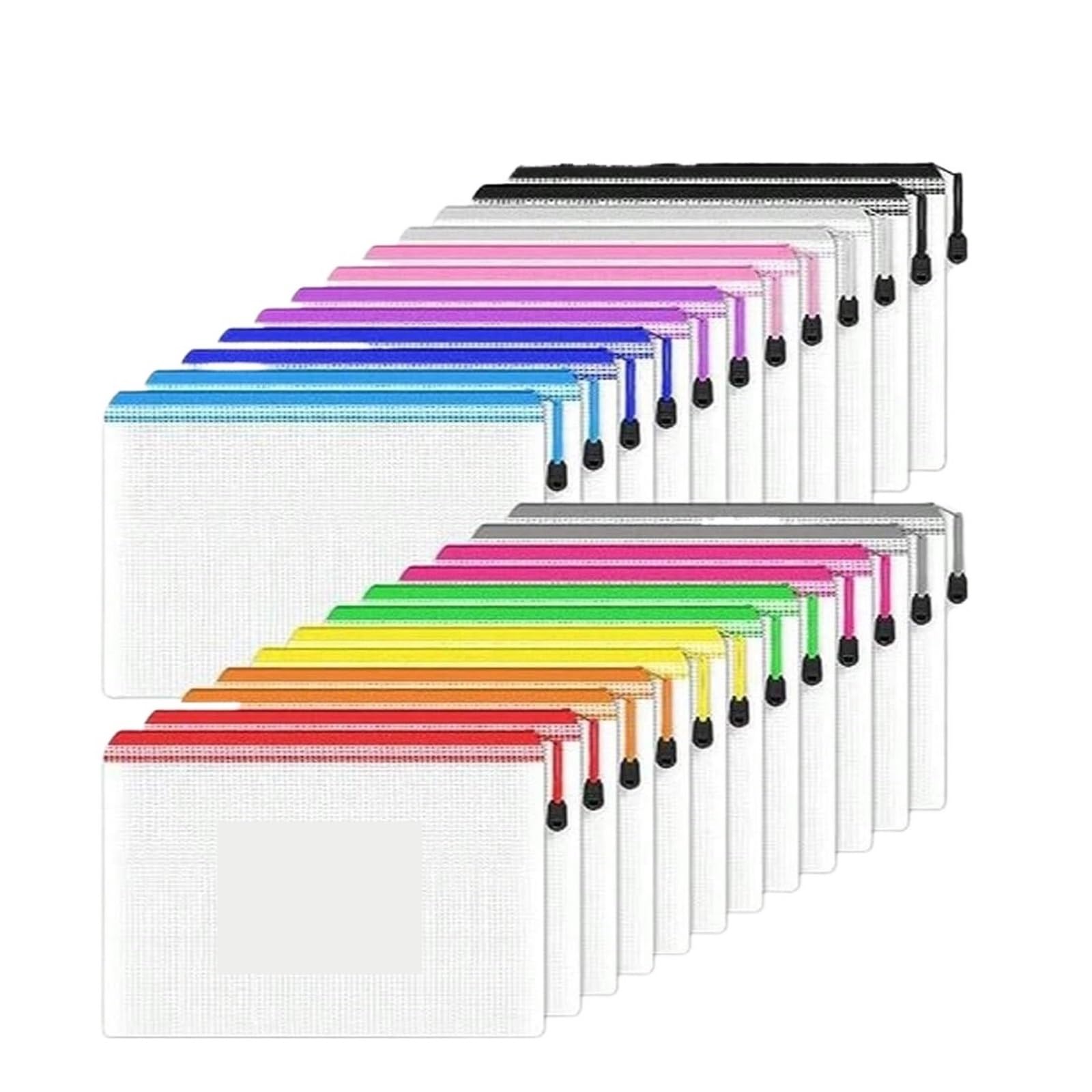 Lot de 24 pochettes en plastique A4 avec fermeture éclair, organiseur en plastique accordéon pour le rangement de documents de bureau à domicile