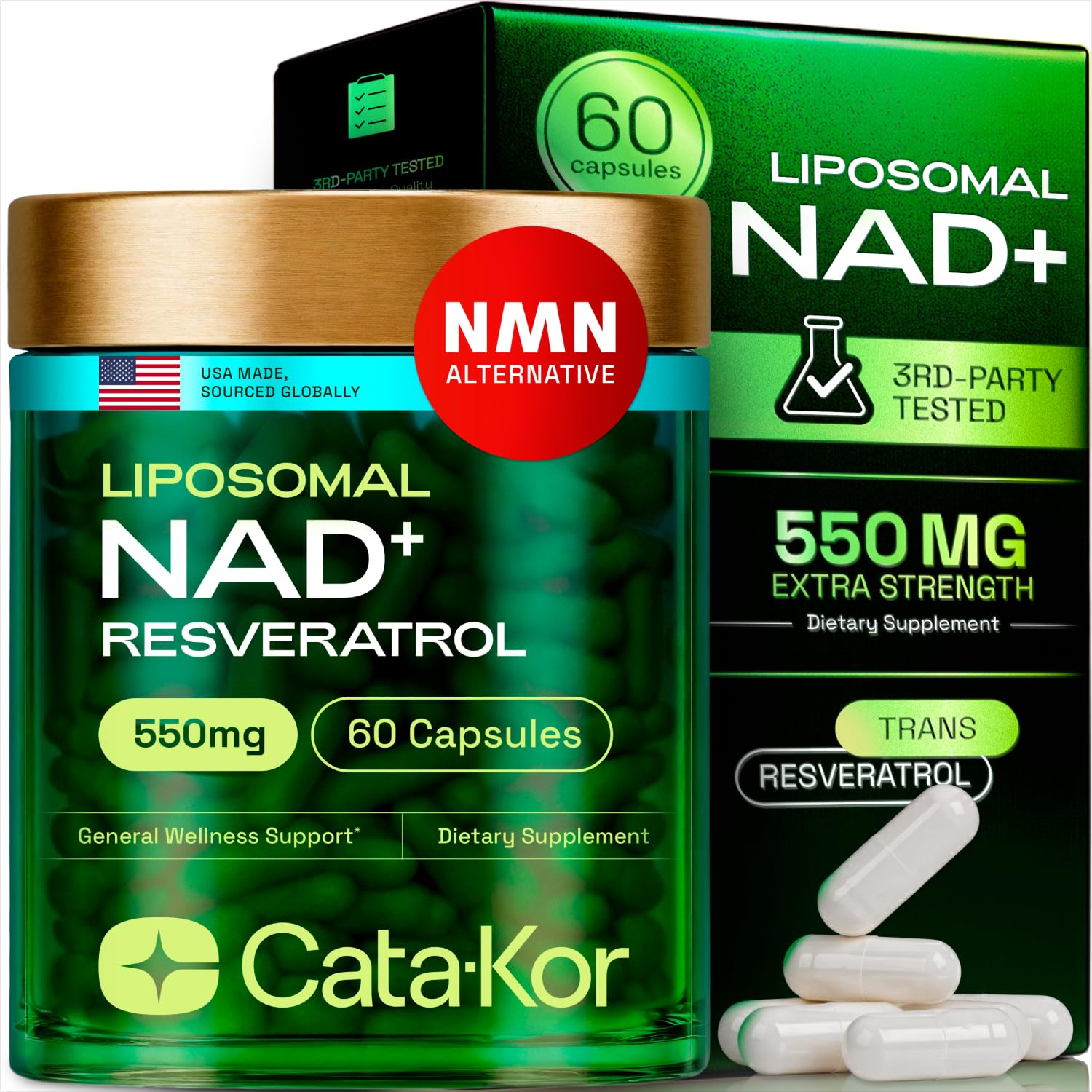 Liposomal NAD+ Supplement with Resveratrol  NMN Supplement Alternative  Third-Party Tested  Advanced NAD Resveratrol 1