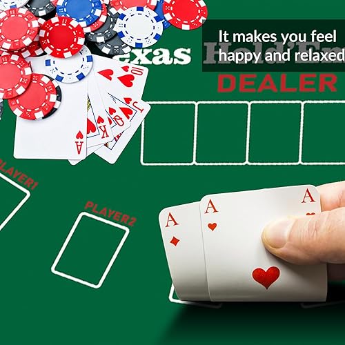 Vista 5 de nuveti Mesa de póquer de 47 x 24 pulgadas, cubierta de mesa de póquer portátil Texas Hold'em, mesa de póquer plegable, parte inferior de goma 47 X