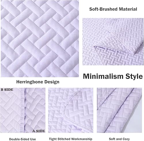 Miniatura 4 de Cmfshape Colcha de 3 piezas tamaño King, juego de edredón clásico con costuras geométricas, colcha de microfibra suave y ligera, juego de funda de