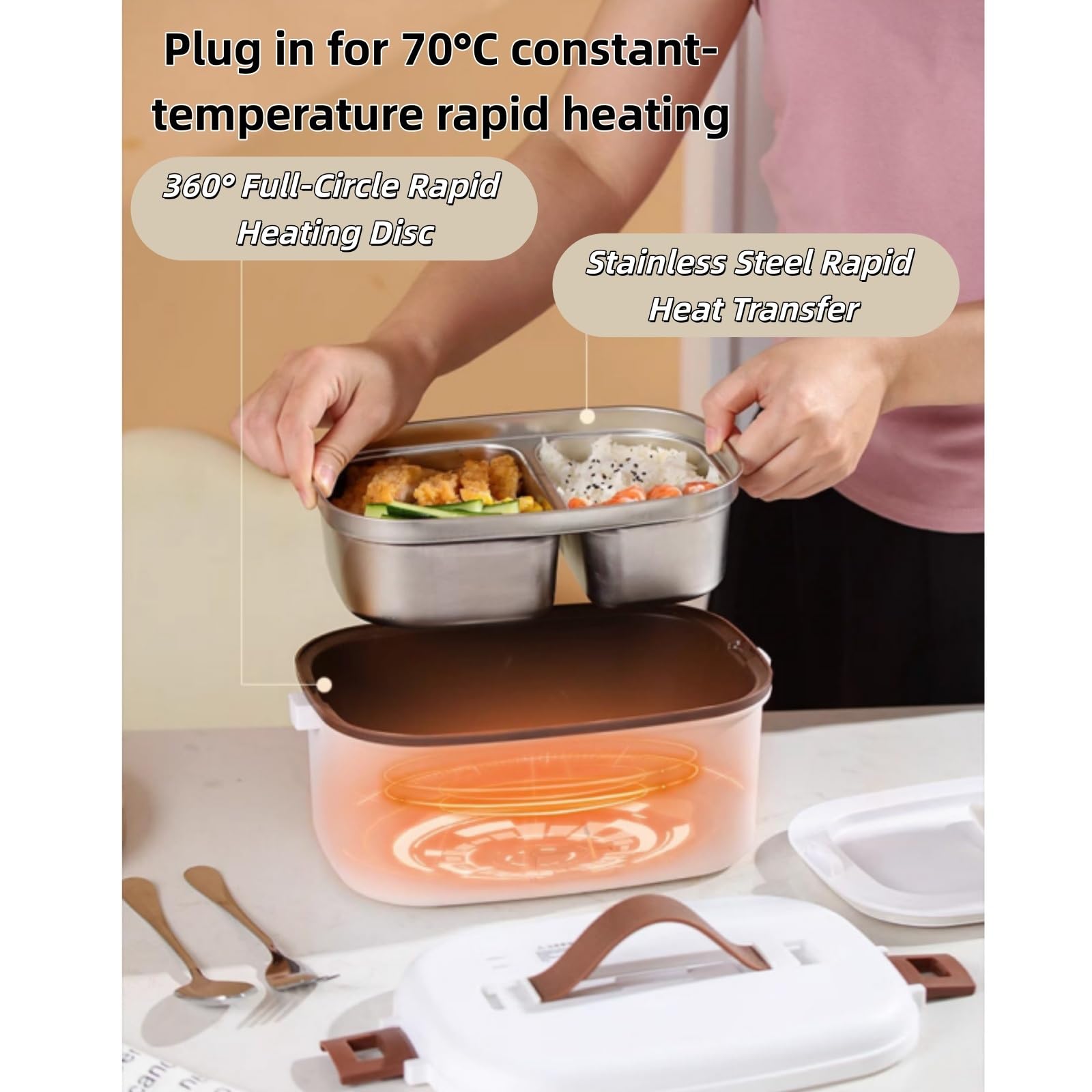 Contenitore termico per il pranzo alimentato dall'auto,vaporiera portatile elettrica per mantenere caldi i pasti,contenitore termico portatile elettrico per il pranzo(Style Two)