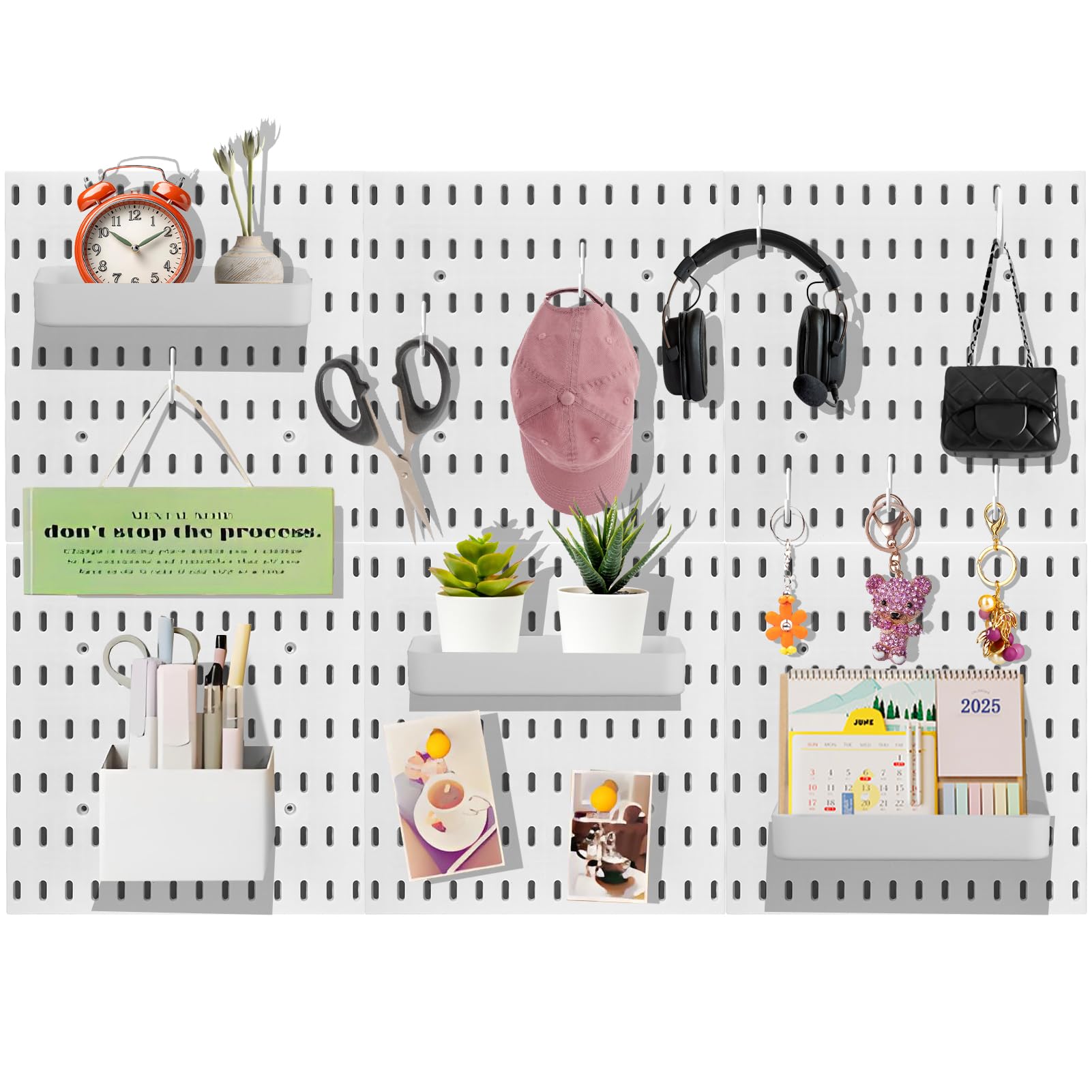 Kit De 42 Pièces Avec Panneau Perforé, Comprenant 6 Panneaux Perforés De 28 X 28 Cm Et Crochets Pour Accessoires, Organiseur Mural En Plastique Pour Bureau, Salle D'Artisanat
