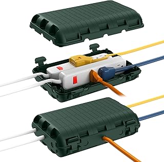 Outdoor Waterproof Electrical Box, 2 Pack Large Extension Cord Cover Protector Plug Connection Cable Safety Box IP54 Water-Resistant for Power Strip, Holiday Light and Decorations, Green