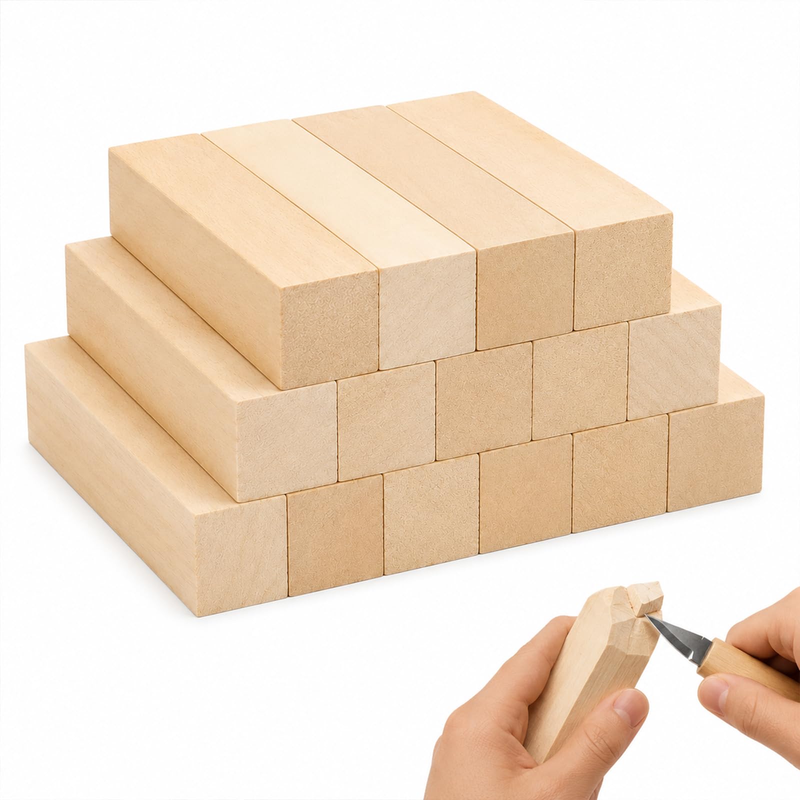 12 Pcs Basswood Carving Kit, 10x2.5x2.5cm