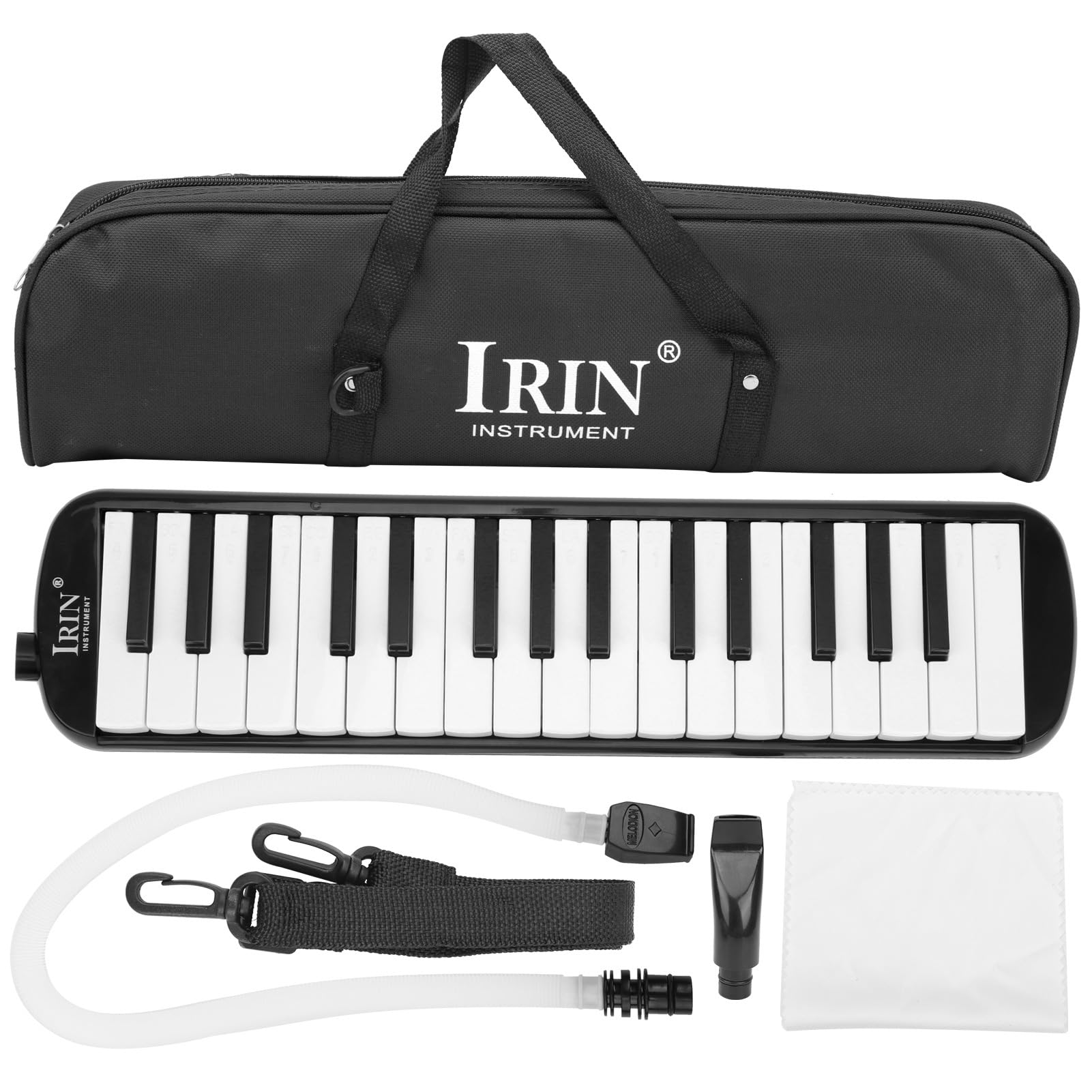 Melodica 32 Key Air Piano Keyboard, Musikinstrument Air Piano Keyboard mit Tragetasche, Kinder Melodica Anfänger Melodica 32 Key für Erwachsene(Schwarz)
