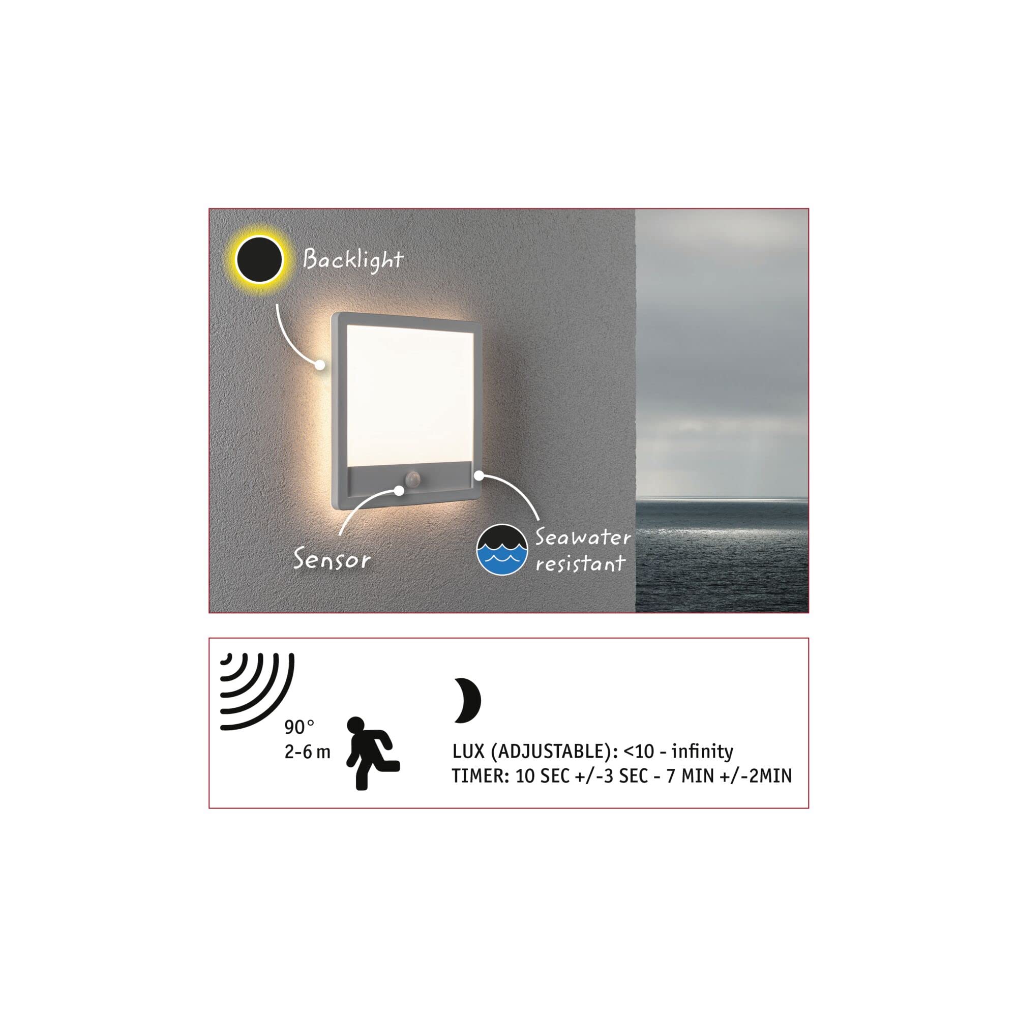 Paulmann Lamina LED Außenleuchte Panel IP44 eckig 14,5W Warmweiß 3000K