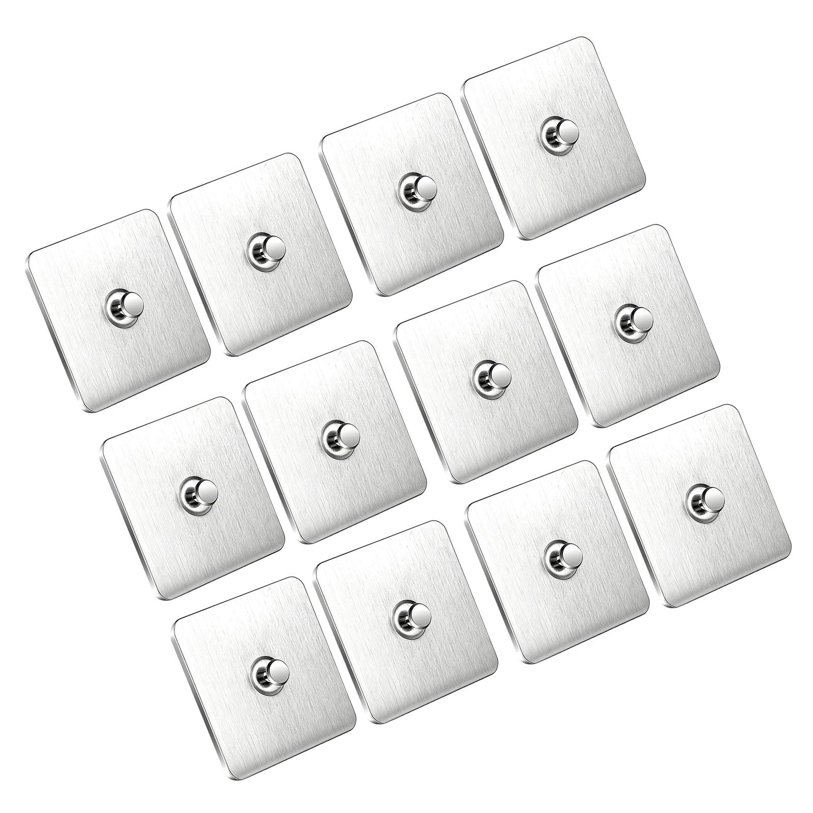 PANGBOER 12Pcs Stainless Steel Wall Hook with Strong Adhesive for Heavy Items Waterproof Wall Fasteners