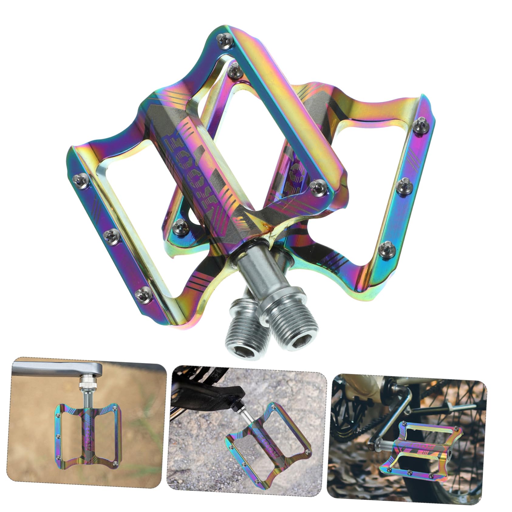 Aluminium Fahrradpedale 1 Paar Flachpedale für Mountainbike und Rennrad | Plattformpedale mit Anti-rutsch-oberfläche, Leichte Ausführung, Zubehör für Trekking und Geländefahrten Zufälliger Stil