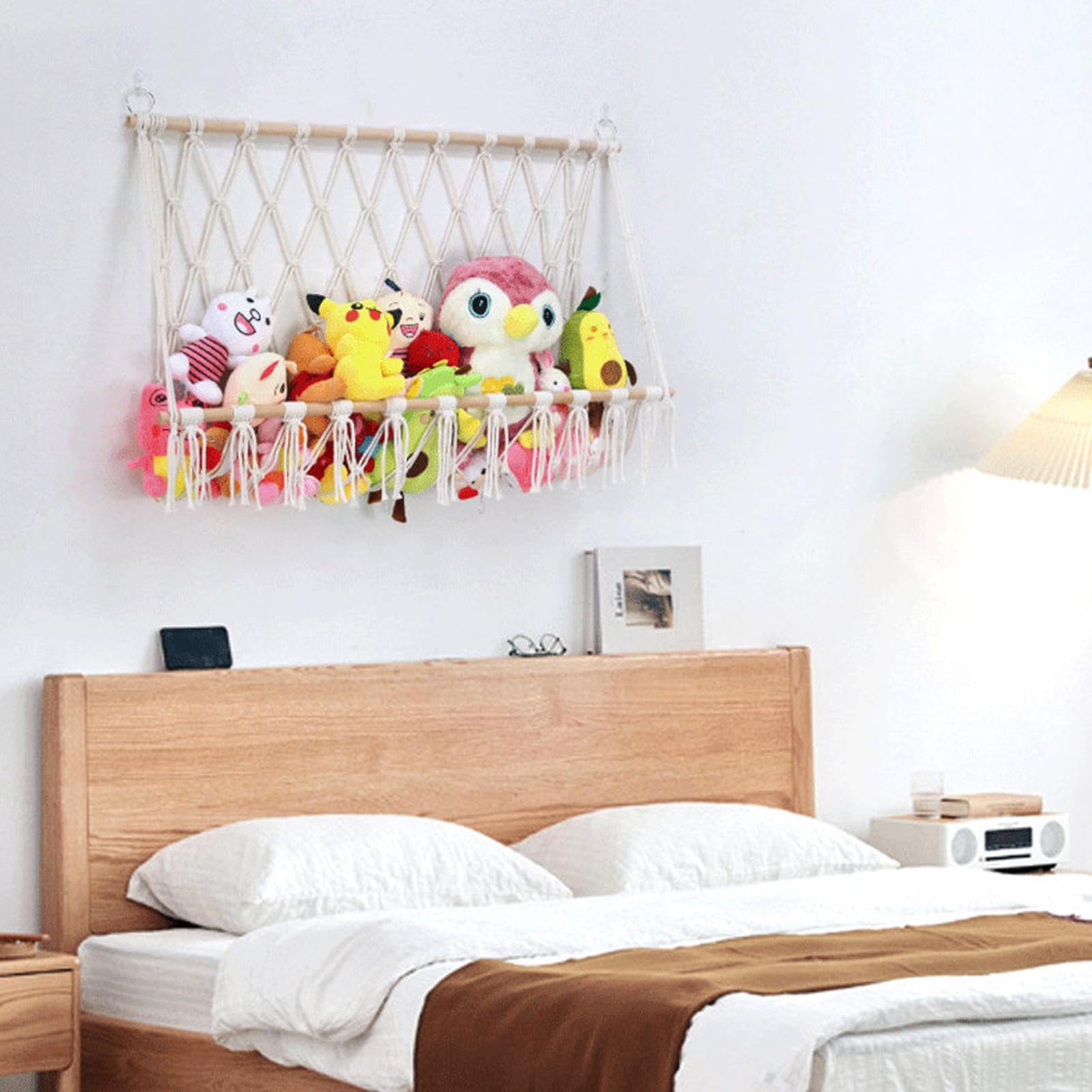 Hamaca de peluche para animales – Red de almacenamiento de pared para | juguetes, organizador de juguetes de gran capacidad | Hamaca de felpa duradera y fácil de instalar, juguetes y accesorios de