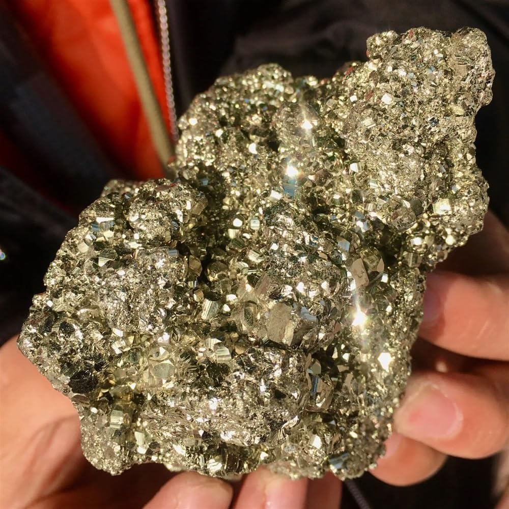HGETJOHXEM Beautiful Pyrite Crystal Cluster Irregular Stone Rock Sample (Size : 150-180g)