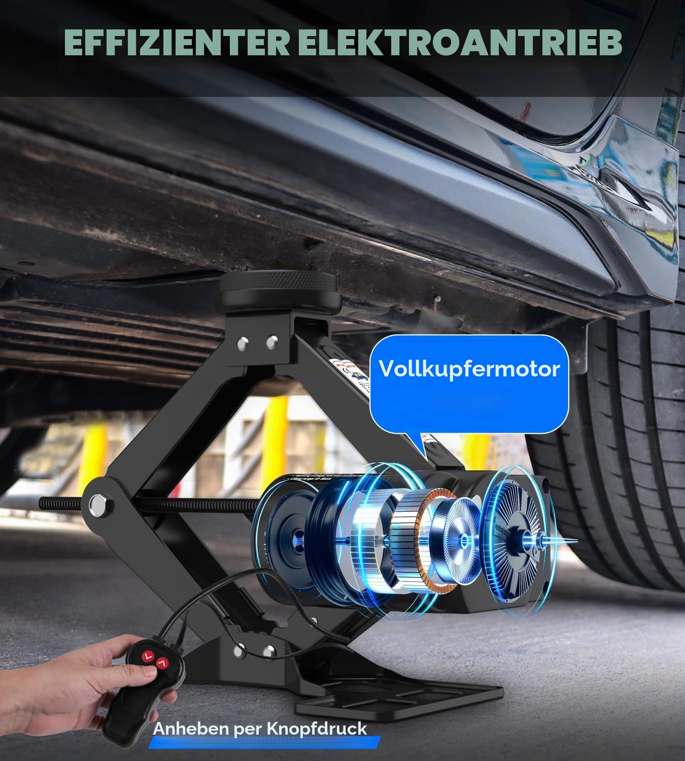IMAYCC 2T Wagenheber Elektrisch Neues Upgrade,Universelle Scherenwagenheber für Tesla mit 2Pcs Gummiauflage, Tragbarer Wagenheber mit Radmutternschlüssel,Auto-Notfallset Tesla 3/Y/S/X Wartung Reparatu