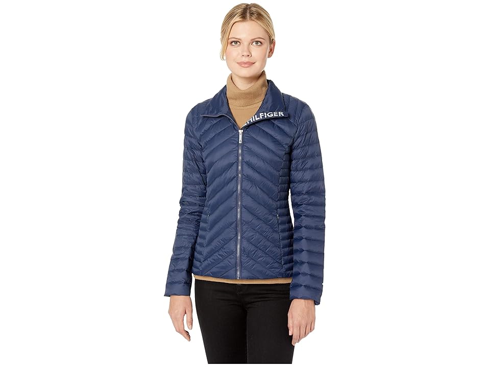 

Tommy Hilfiger Packable Zip Front Down (Navy) Women's Coat