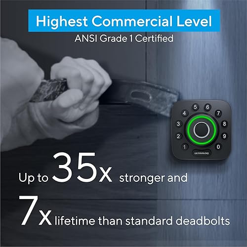 Miniatura 8 de ULTRALOQ U-Bolt Pro - Cerradura inteligente WiFi con sensor de puerta, cerradura de puerta de entrada 8 en 1 sin llave con identificación de huellas